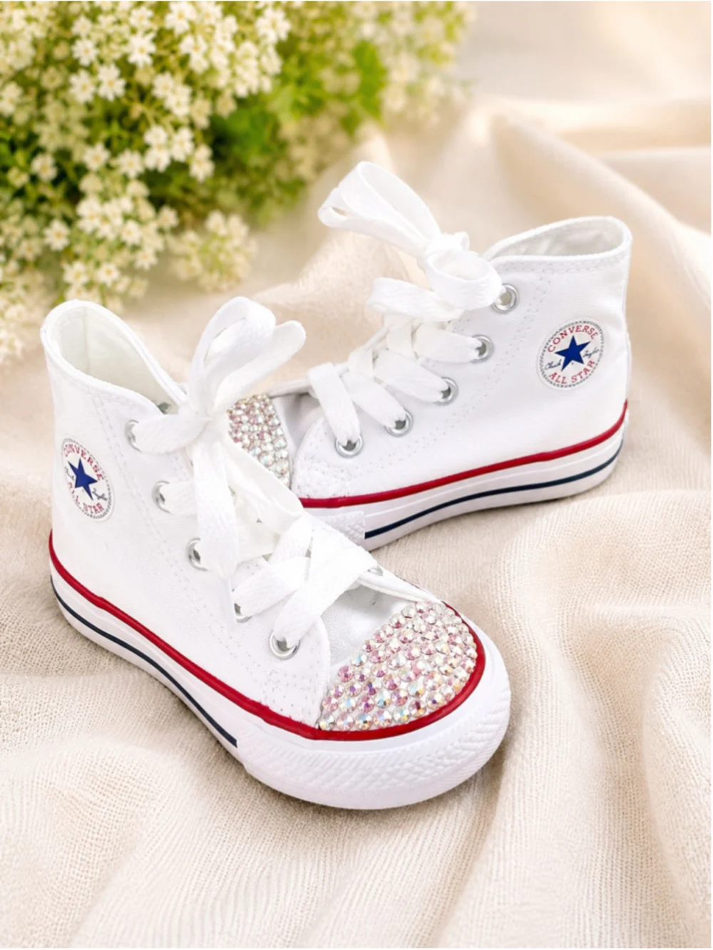 Kids Custom Bedazzled Converse Chuck Taylor All Star High-Top Sneakers – Size 5